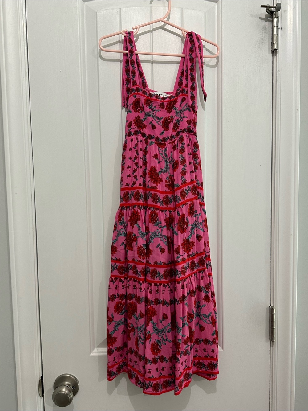 Beach Riot Hot Pink Floral Tie-Shoulder Maxi Dress